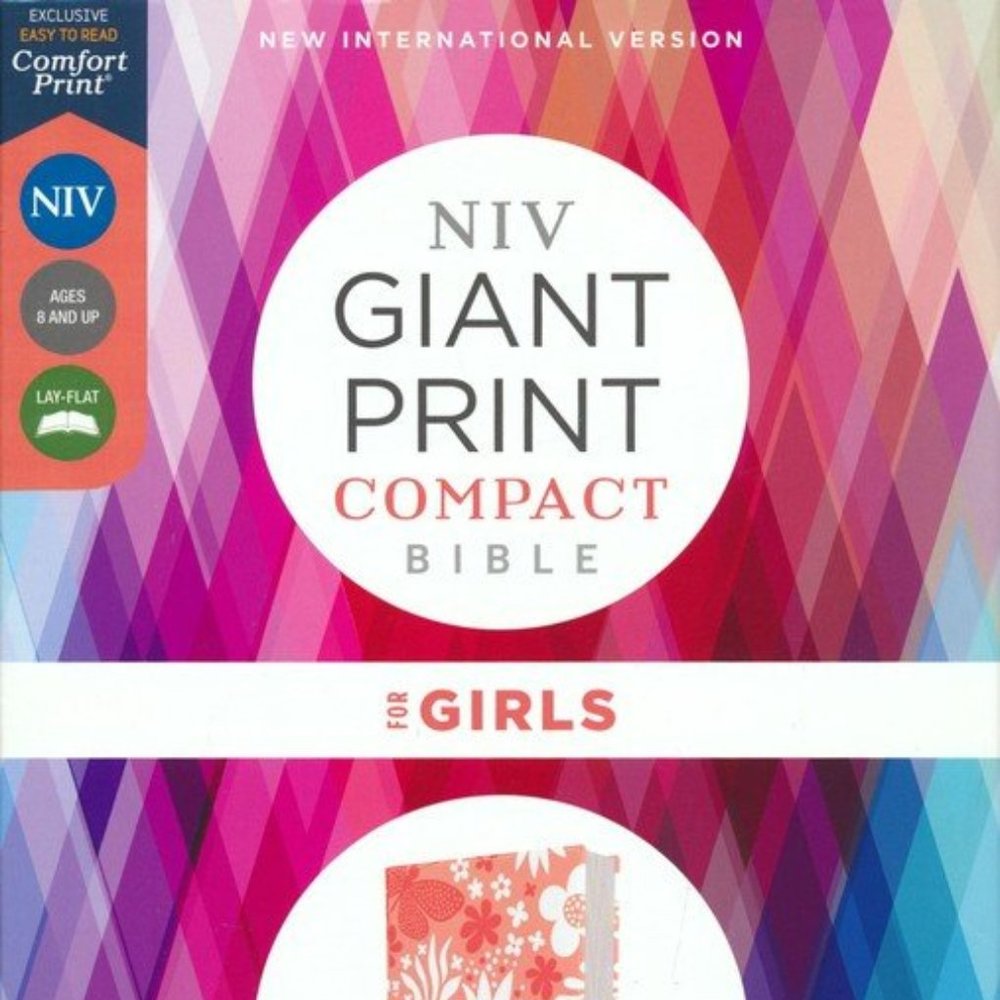 NIV Giant-Print Compact Bible for Girls, Comfort Print--soft leather-look, coral